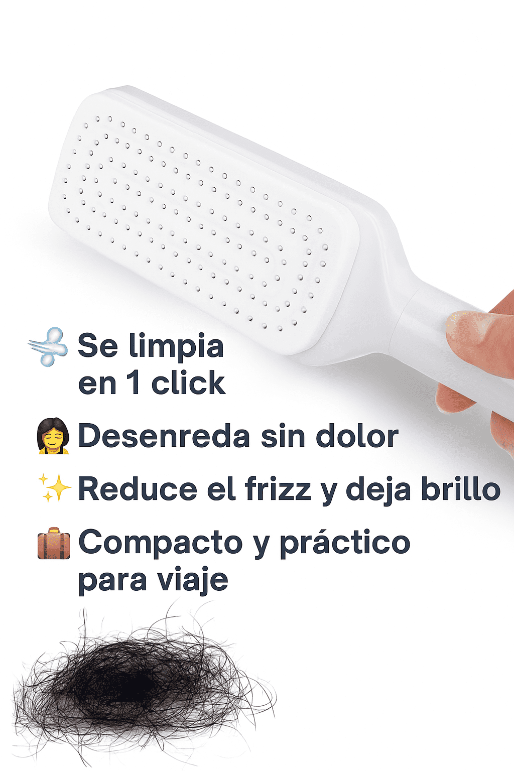 Cepillo Retráctil Anti Frizz ✨ Masajea Tu Cuero Cabelludo y Limpialo en Segundos