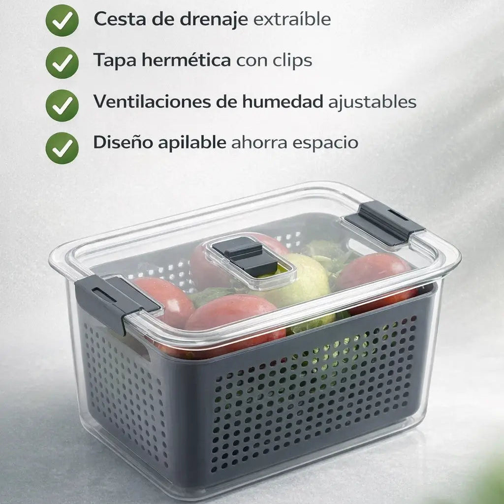 Contendor de Alimentos 3 en 1 Con sistema de Ventilación Inteligente - Capacidad 1.7 L❄️💎