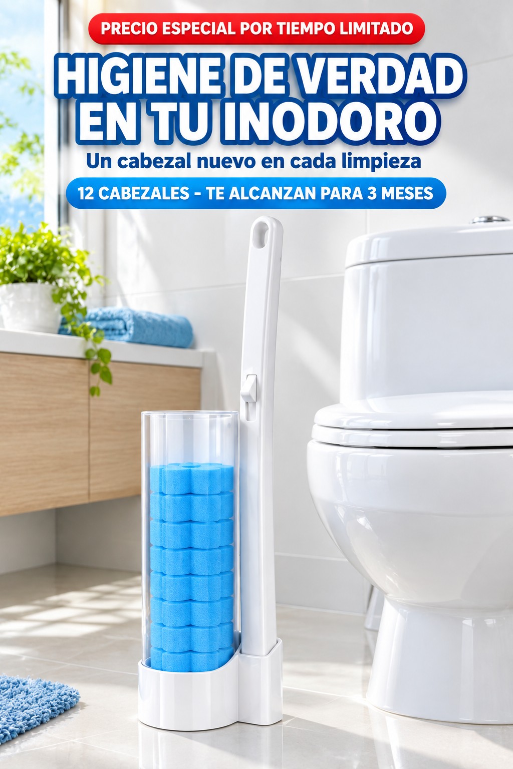 Higiene de verdad en tu inodoro: 12 cabezales te alcanzan para 3 meses