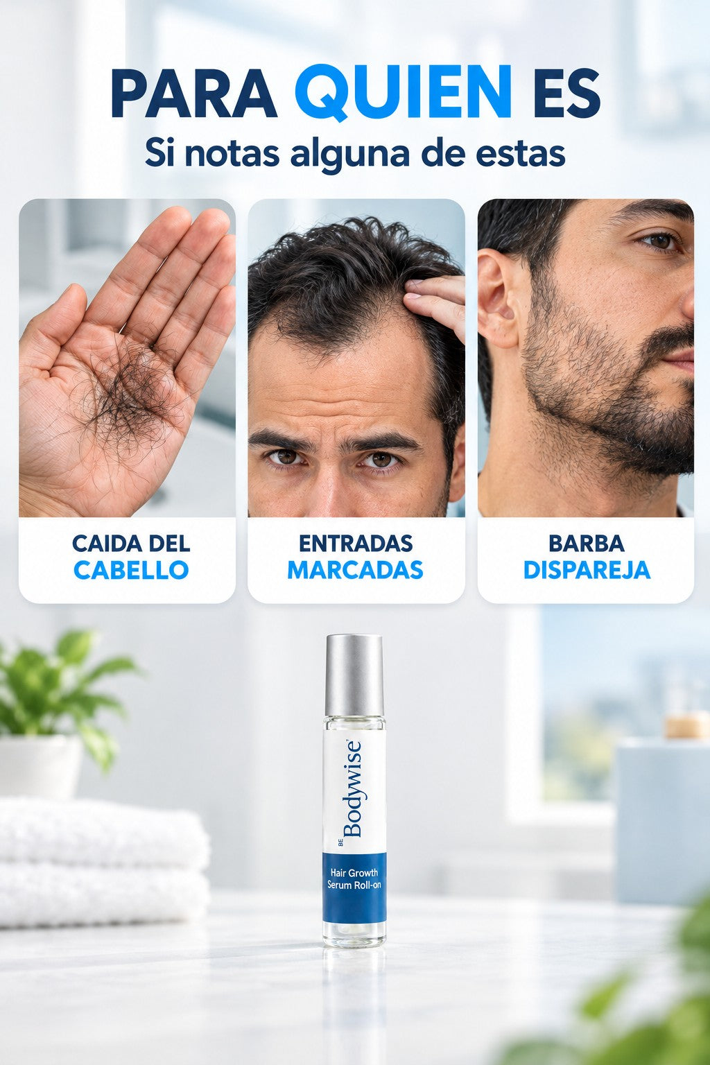 Para quién es: caída del cabello, entradas marcadas o barba dispareja
