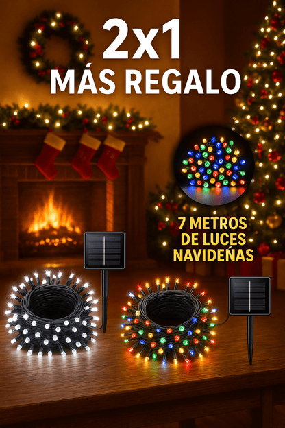 🎄✨ ¡OFERTA BLACK FRIDAY! LLEVA 2x1  EN LUCES LED CON PANEL SOLAR 🎁