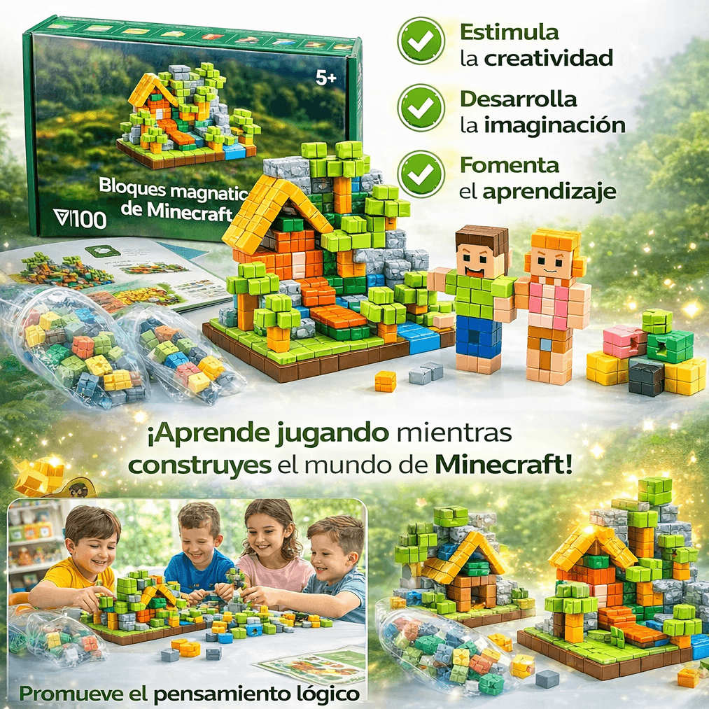 🎯Legos Magnéticos Minecraft© - 102 Piezas Magnéticas 100% Originales