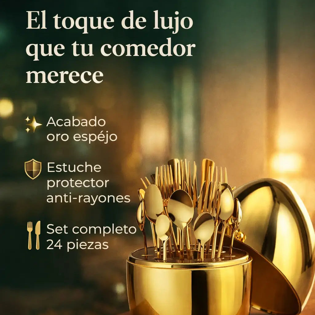 Juego de Cubiertos de Lujo en  acero inoxidablede por 24 Piezas con Estuche Premium