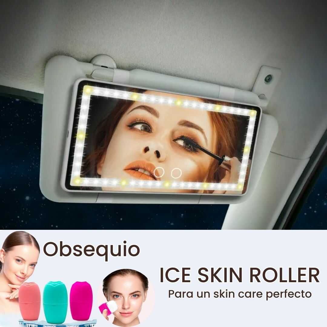 Vanity Mirror Espejo ilumidador Led Táctil para Autos - Gratis Ice Skin Roller