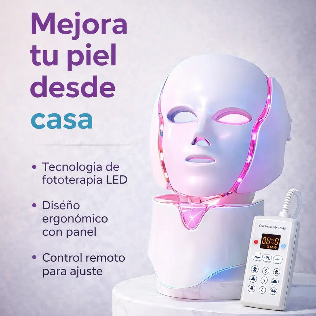 Máscara de terapia de Luz Led para cara y cuello