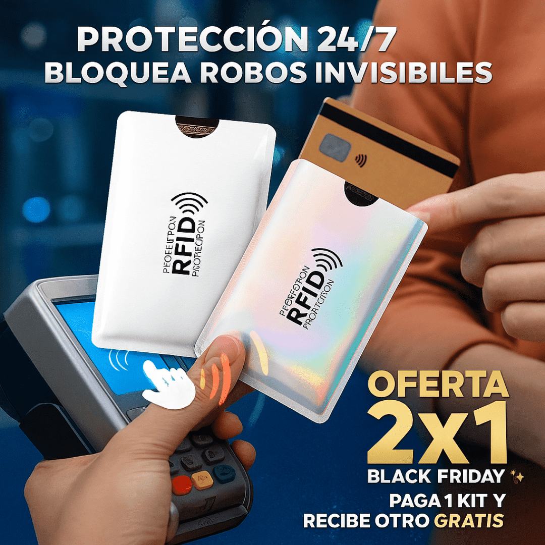 PROTECTORES ANTIRROBO RFID Kit x 6 fundas ¡Protege tus tarjetas HOY y Lleva un Kit completamente Gratis 🎉🎁
