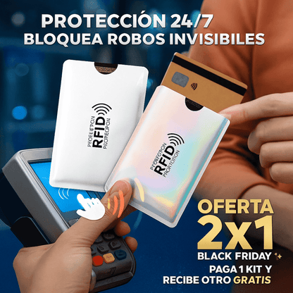 PROTECTORES ANTIRROBO RFID Kit x 6 fundas ¡Protege tus tarjetas HOY y Lleva un Kit completamente Gratis 🎉🎁