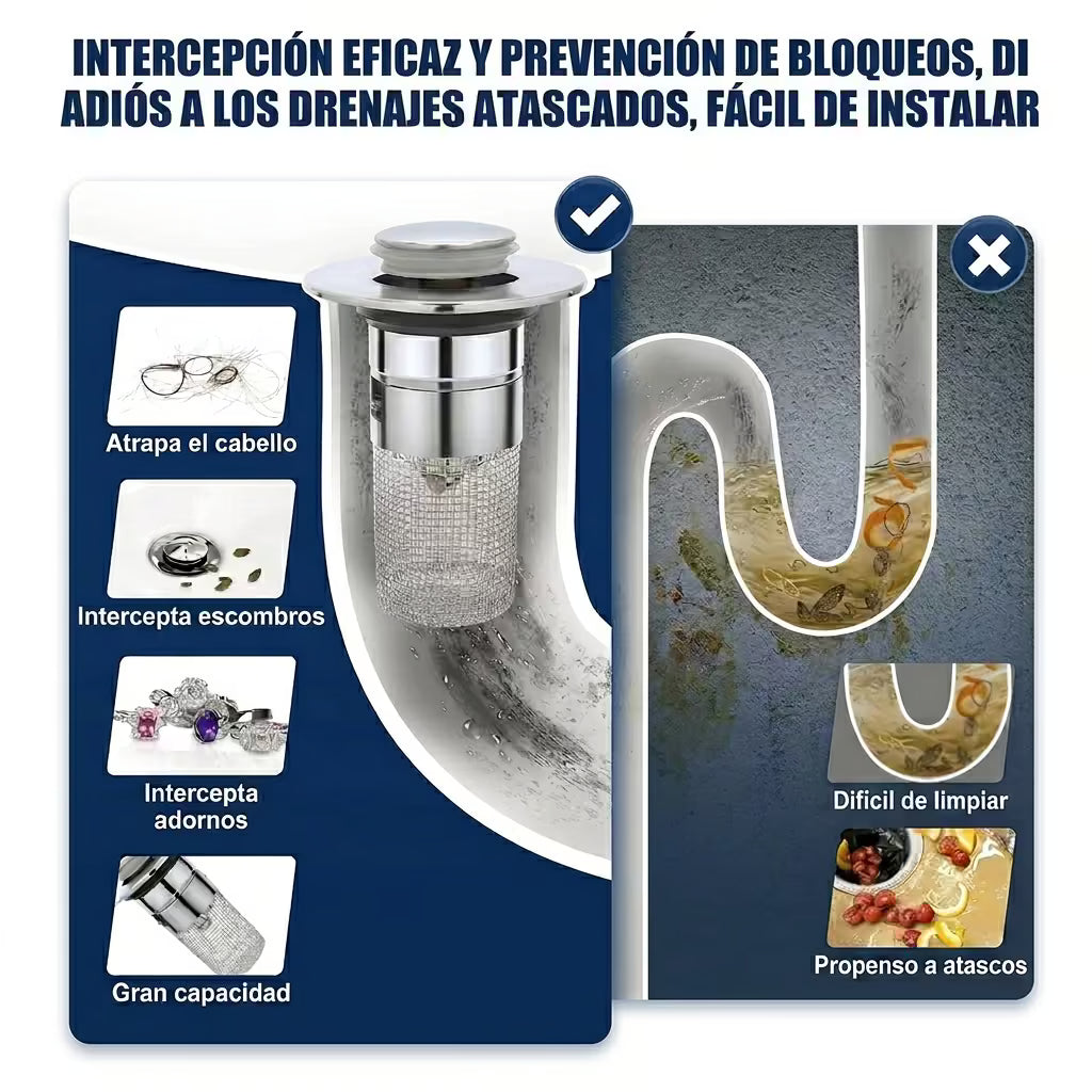 Kit de drenaje 2x1 de acero inoxidable con Malla
