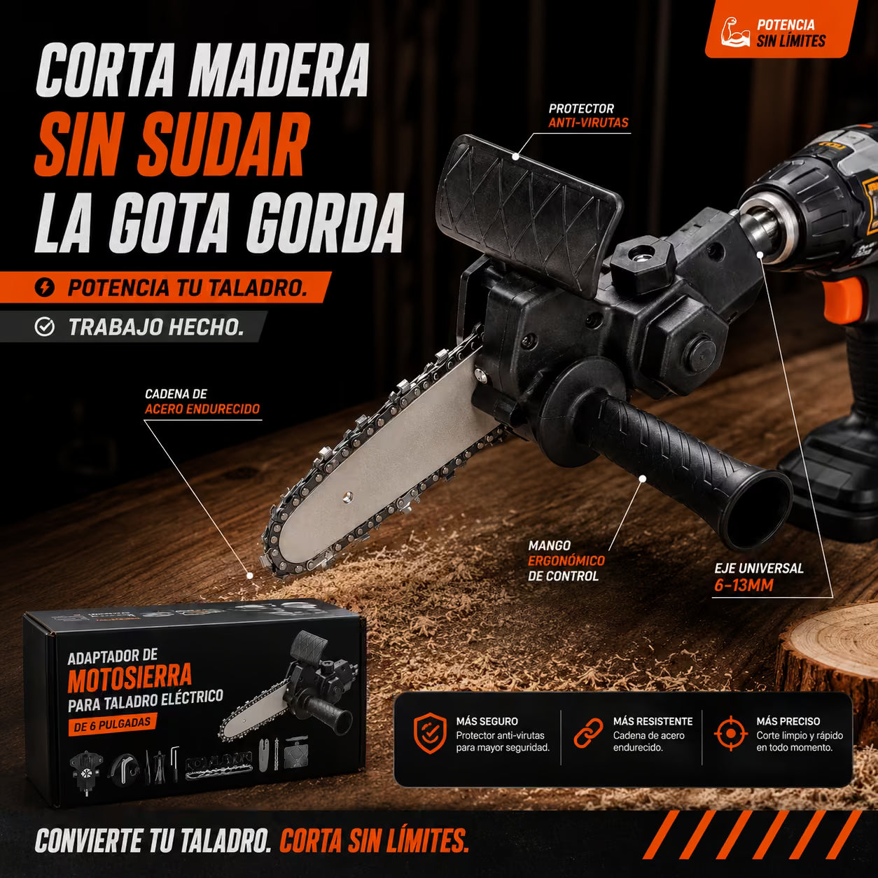 Adaptador de Motosierra para Taladro Eléctrico