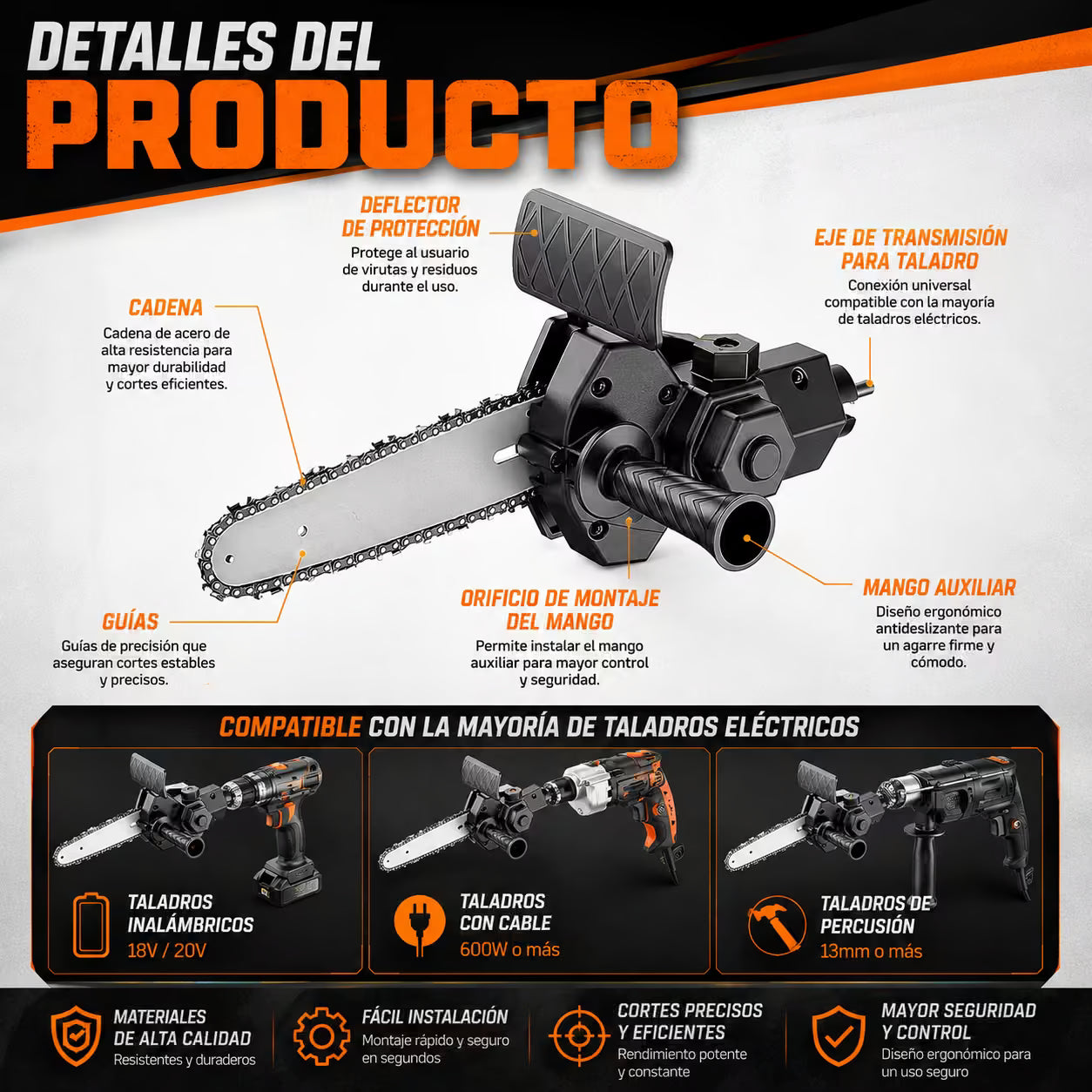 Adaptador de Motosierra para Taladro Eléctrico