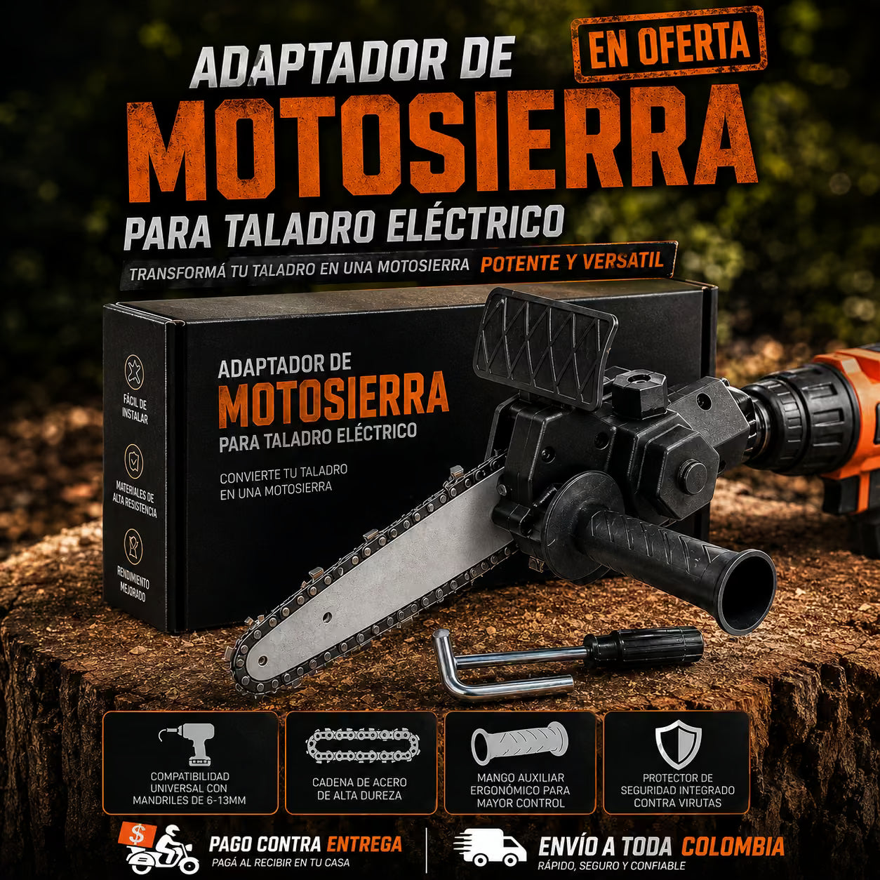 Adaptador de Motosierra para Taladro Eléctrico