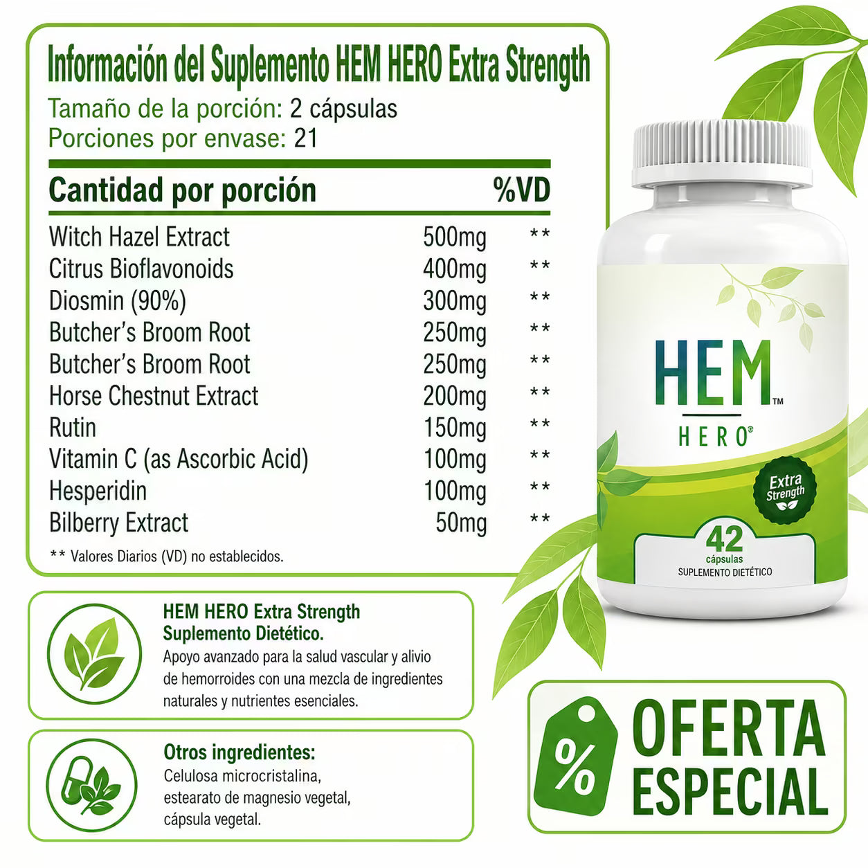 Hem Hero Trata Hemorroides de Raíz - Combate el Sangrado, la Picazón y el Dolor