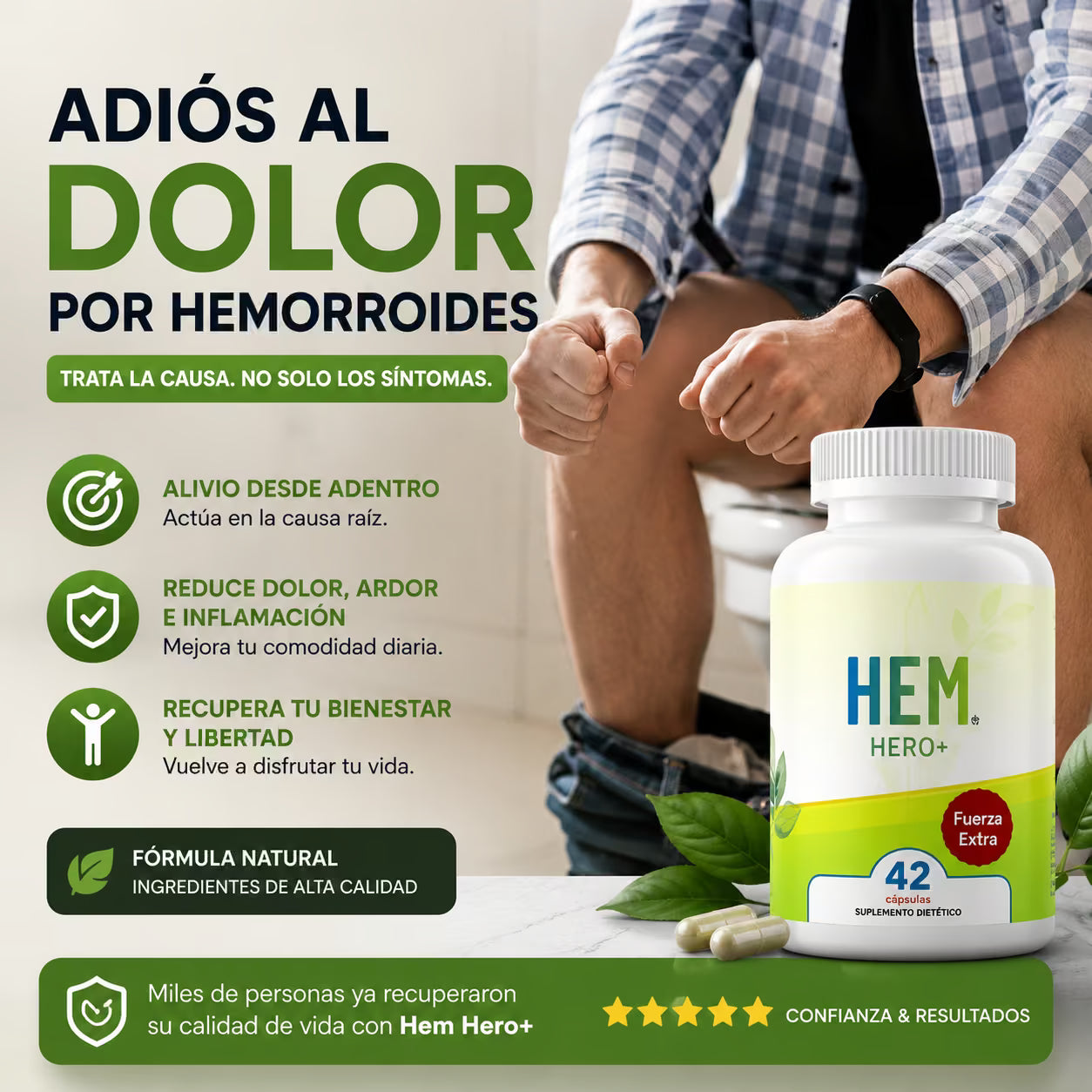 Hem Hero Trata Hemorroides de Raíz - Combate el Sangrado, la Picazón y el Dolor