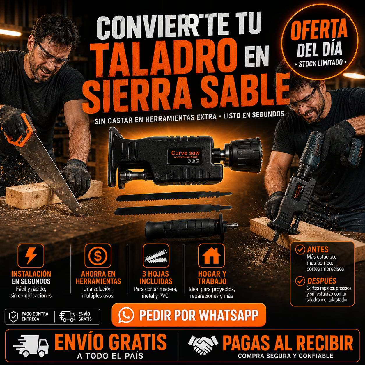 Convertidor Taladro a Sierra con Hojas Intercambiables