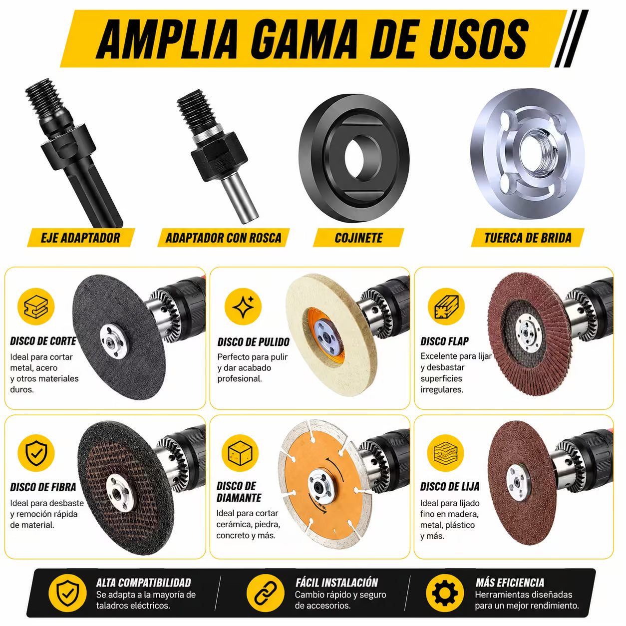 Kit Adaptador de Amoladora Angular para Taladro Eléctrico