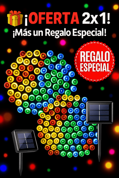 🎄✨ ¡OFERTA BLACK FRIDAY! LLEVA 2x1  EN LUCES LED CON PANEL SOLAR 🎁