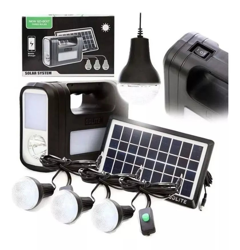 Kit Panel Solar con reflector bombillos y cargador