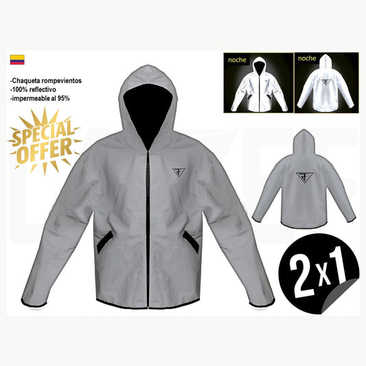 LLeva 2 x 1  en Chaqueta 100% Reflectiva | Ultraliviana y Resistente al Agua
