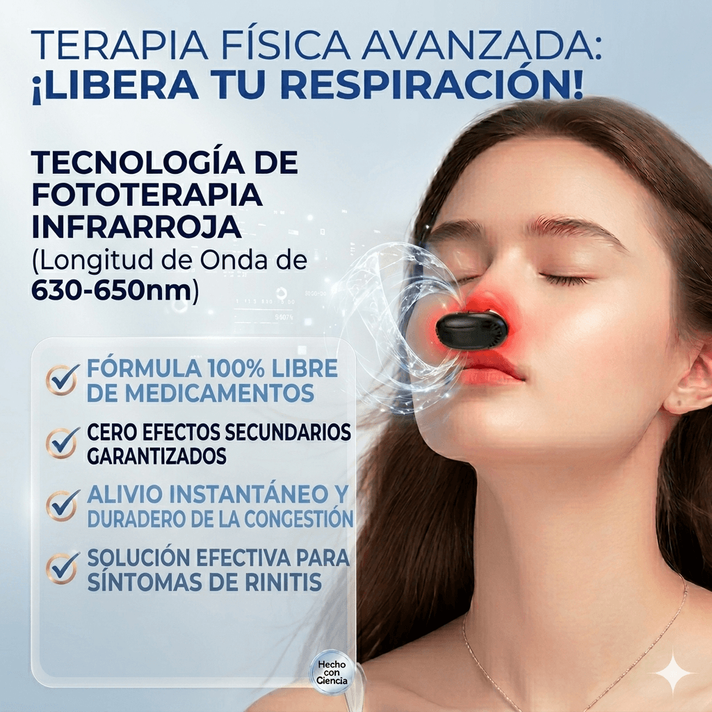 Dispositivo láser intranasal portátil con Terapia de luz infraroja ideal para Aliviar la Congestión, Rinitis y Alergias Nasales