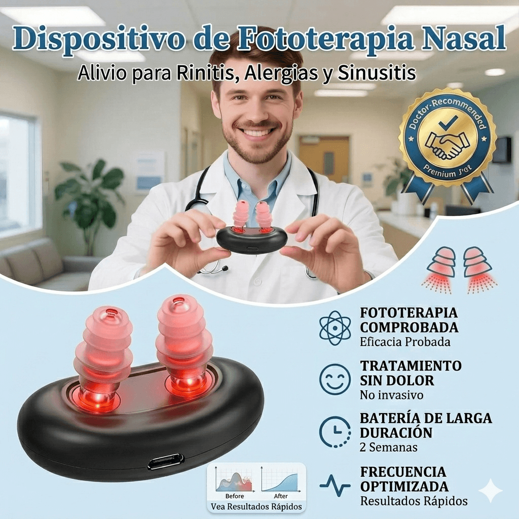 Dispositivo láser intranasal portátil con Terapia de luz infraroja ideal para Aliviar la Congestión, Rinitis y Alergias Nasales