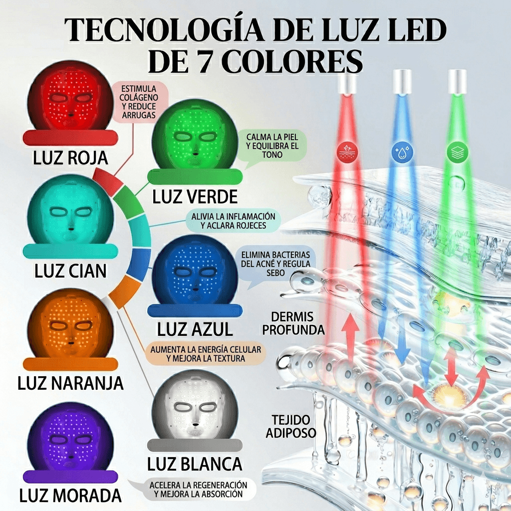 Máscara de terapia de Luz Led para cara y cuello