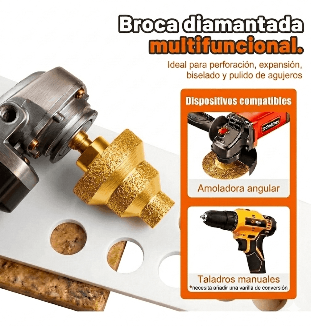 Broca Diamantada 3en1 - de 20, 35 y 50 mm perfora todos los materiales