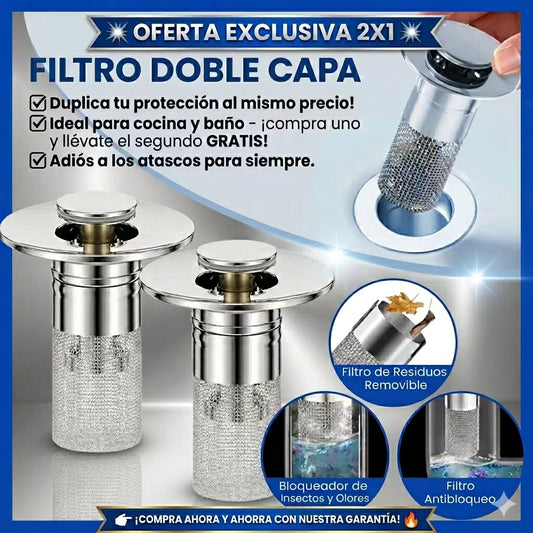 Kit de drenaje 2x1 de acero inoxidable con Malla