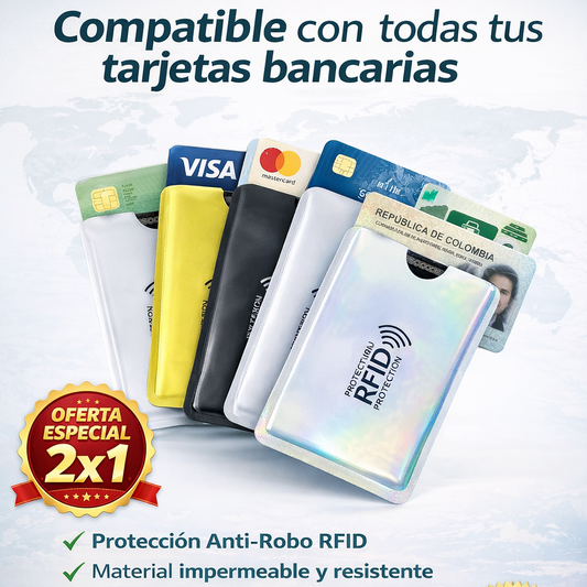 ⭐⭐PROTECTORES ANTIRROBO RFID ¡PROTEGE TUS TARJETAS HOY.⭐⭐🎁 ¡Llévate un Kit Adicional GRATIS! Promo 2x1 por Tiempo Limitado ⏳