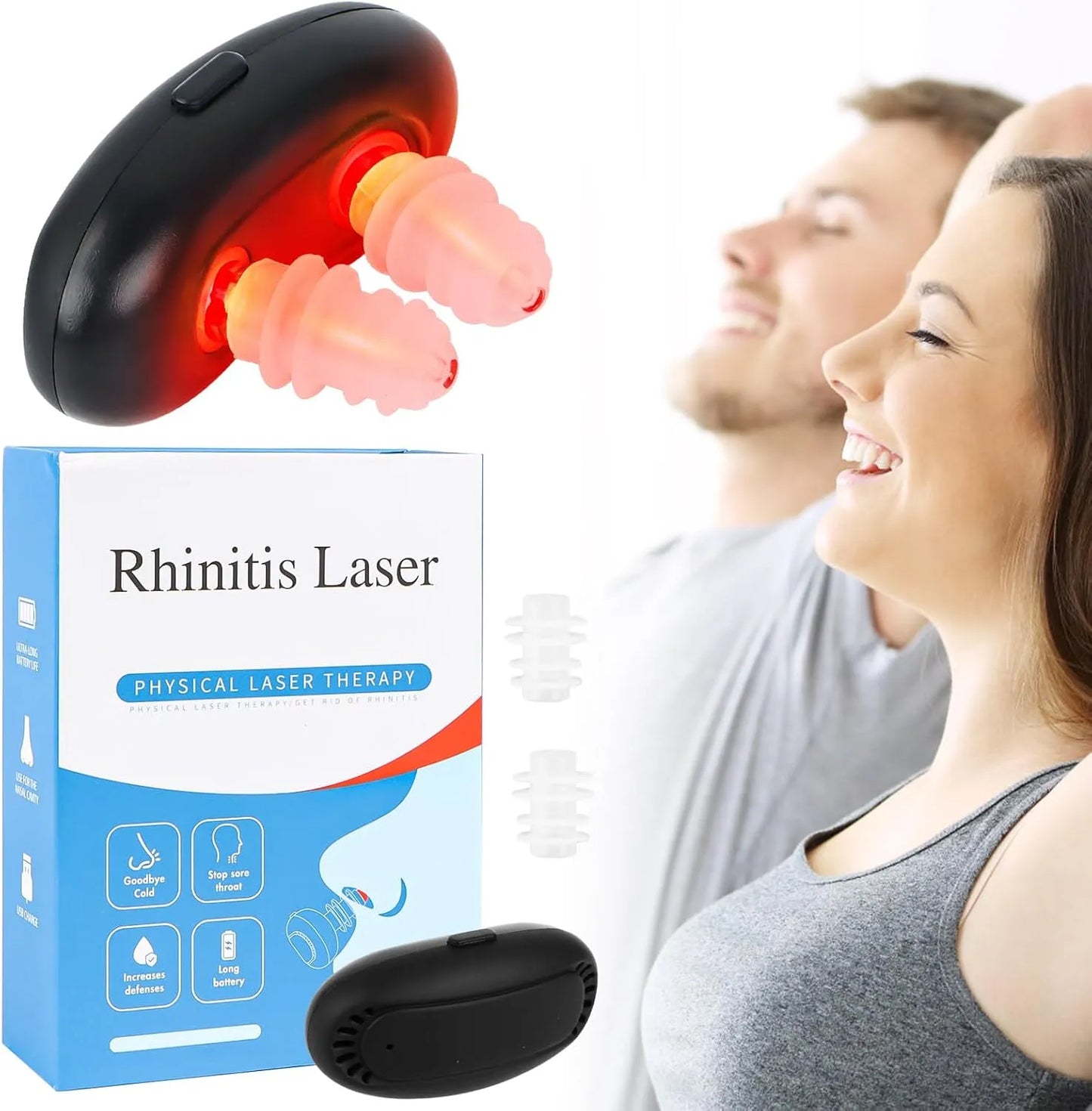 Dispositivo láser intranasal portátil con Terapia de luz infraroja ideal para Aliviar la Congestión, Rinitis y Alergias Nasales