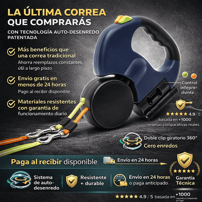 🐶 Collar de Mascotas Dual-Doggy - Paseos más libres, seguros y sin enredos🦮👩‍🦯