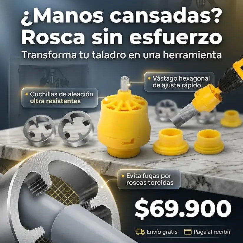 🏆Kit de Herramienta N°1 de roscado de tubería, con enhebrador y troqueles de 1/2" - 3/4" y 1 pulgada⭐⭐⭐⭐⭐