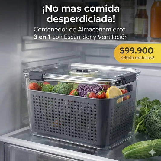Contendor de Alimentos 3 en 1 Con sistema de Ventilación Inteligente - Capacidad 1.7 L❄️💎