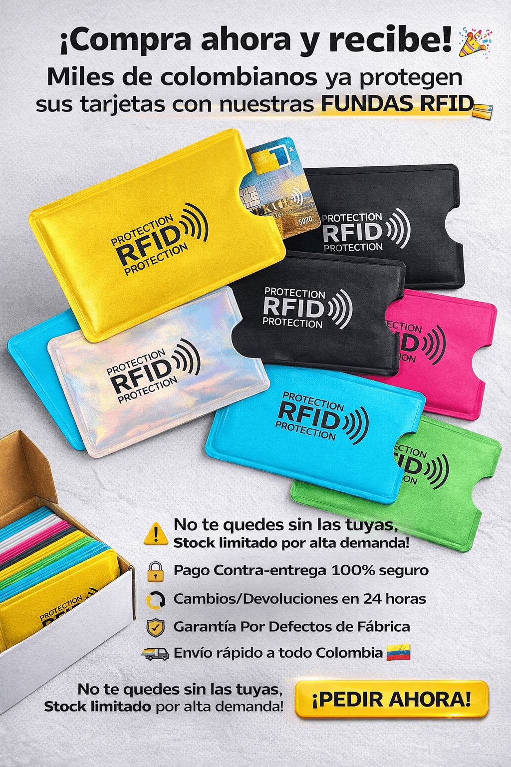 ⭐⭐PROTECTORES ANTIRROBO RFID ¡PROTEGE TUS TARJETAS HOY.⭐⭐🎁 ¡Llévate un Kit Adicional GRATIS! Promo 2x1 por Tiempo Limitado ⏳