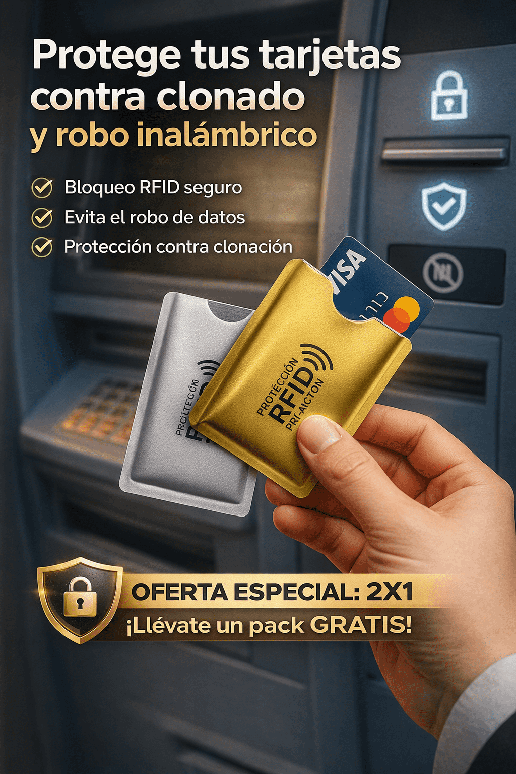 ⭐⭐PROTECTORES ANTIRROBO RFID ¡PROTEGE TUS TARJETAS HOY.⭐⭐🎁 ¡Llévate un Kit Adicional GRATIS! Promo 2x1 por Tiempo Limitado ⏳
