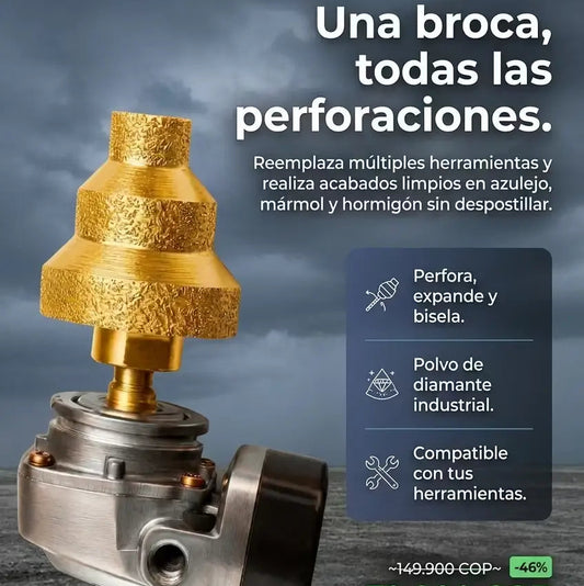 Broca Diamantada 3en1 - de 20, 35 y 50 mm perfora todos los materiales