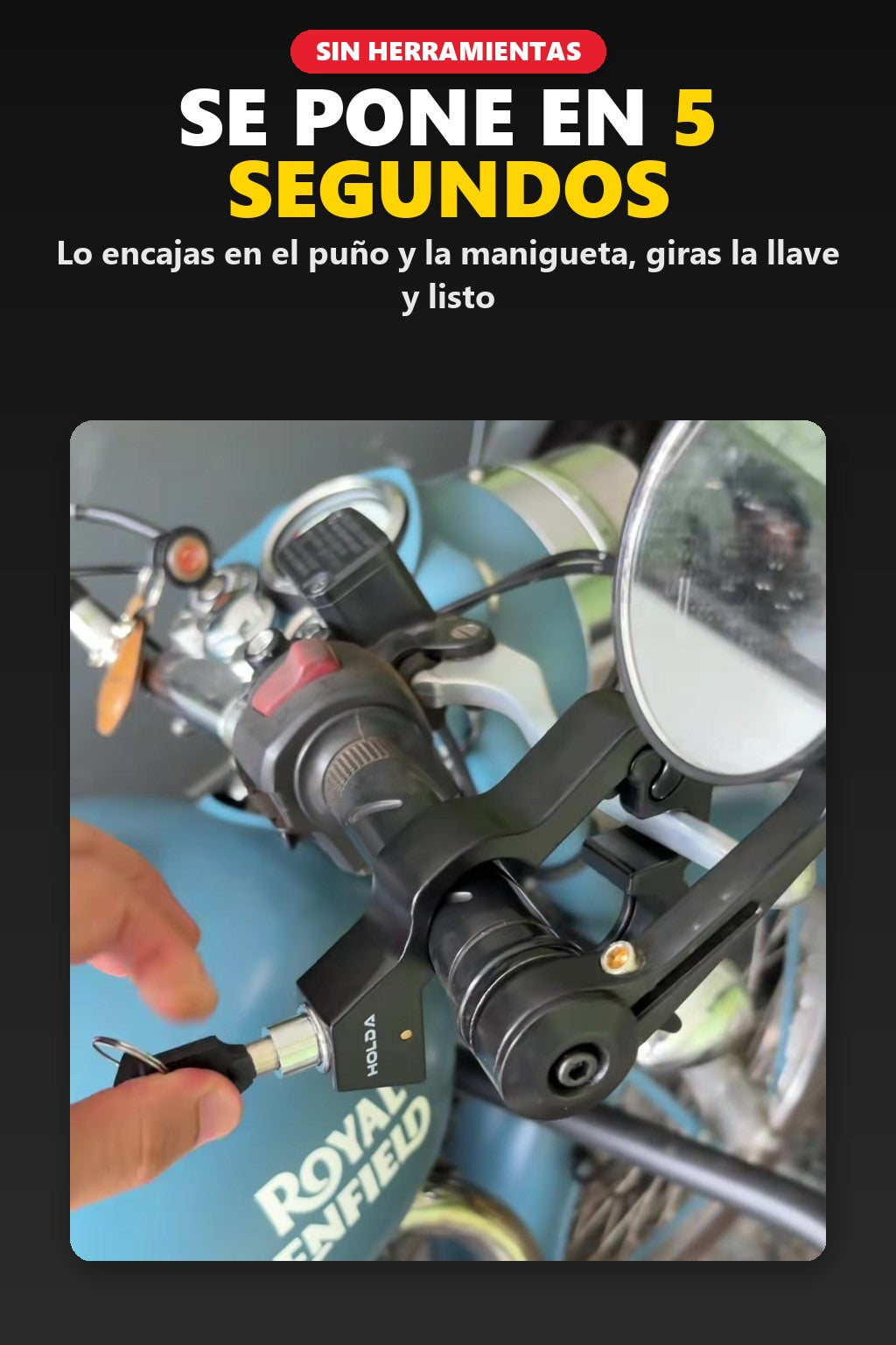 Se pone en 5 segundos, sin herramientas