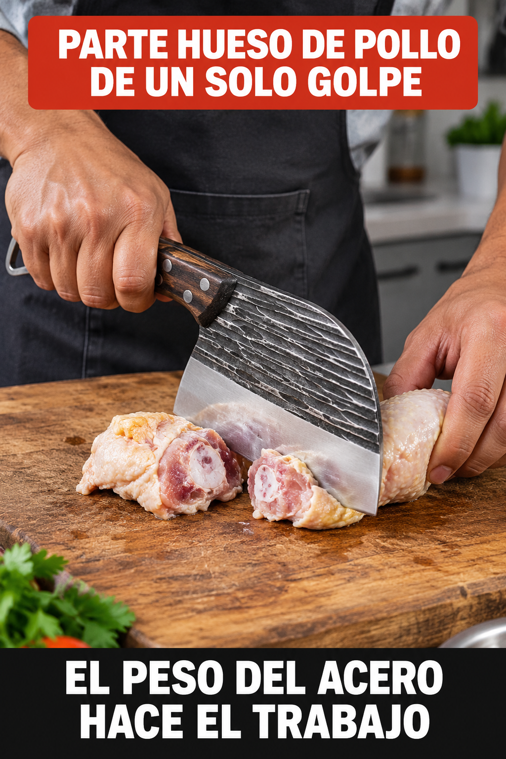 Parte hueso de pollo de un solo golpe