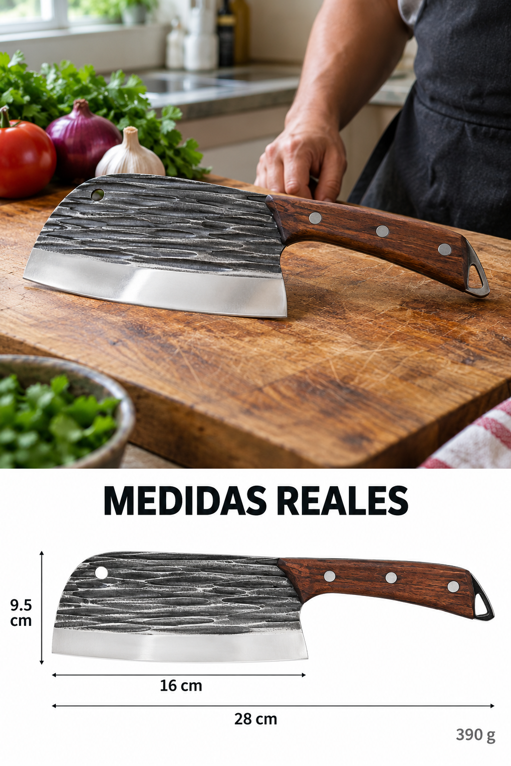 Medidas reales de la hachuela