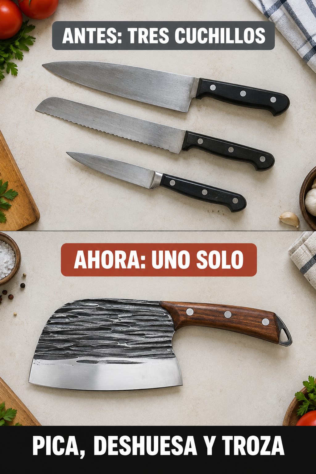 Reemplaza tres cuchillos