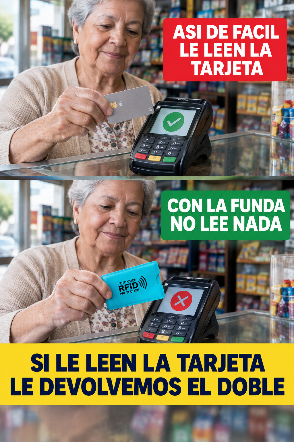 Si le leen la tarjeta con la funda puesta, te devolvemos el doble