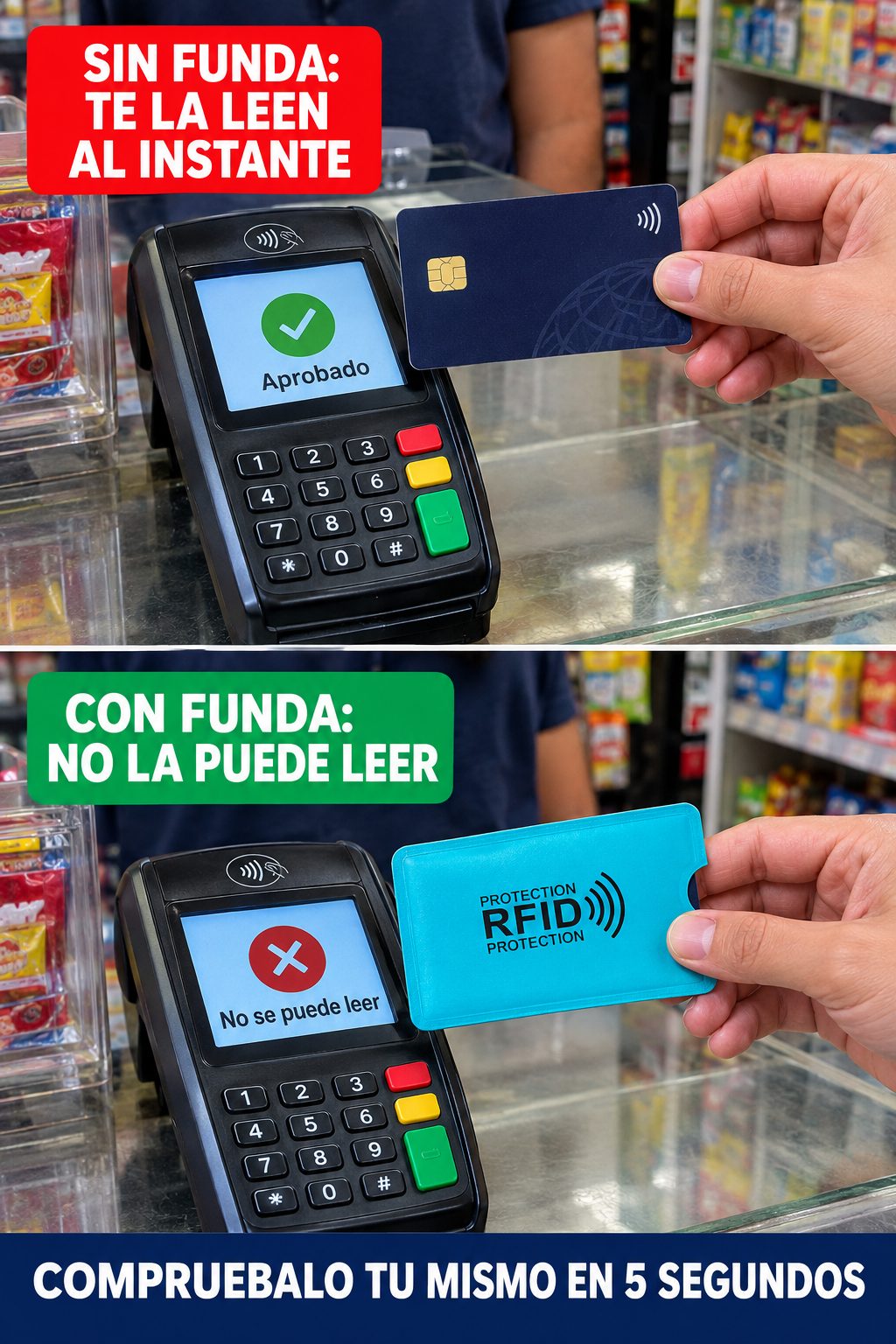 Con funda el datafono no la lee